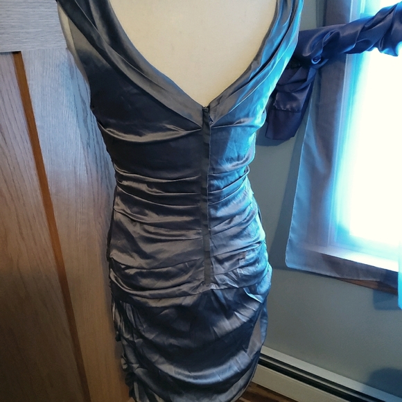 TAHARI Satin midi side gathered dress formal - Picture 7 of 7